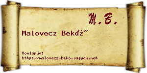 Malovecz Bekő névjegykártya